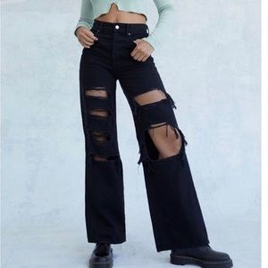 Pacsun high rise black baggy ripped jeans size 27